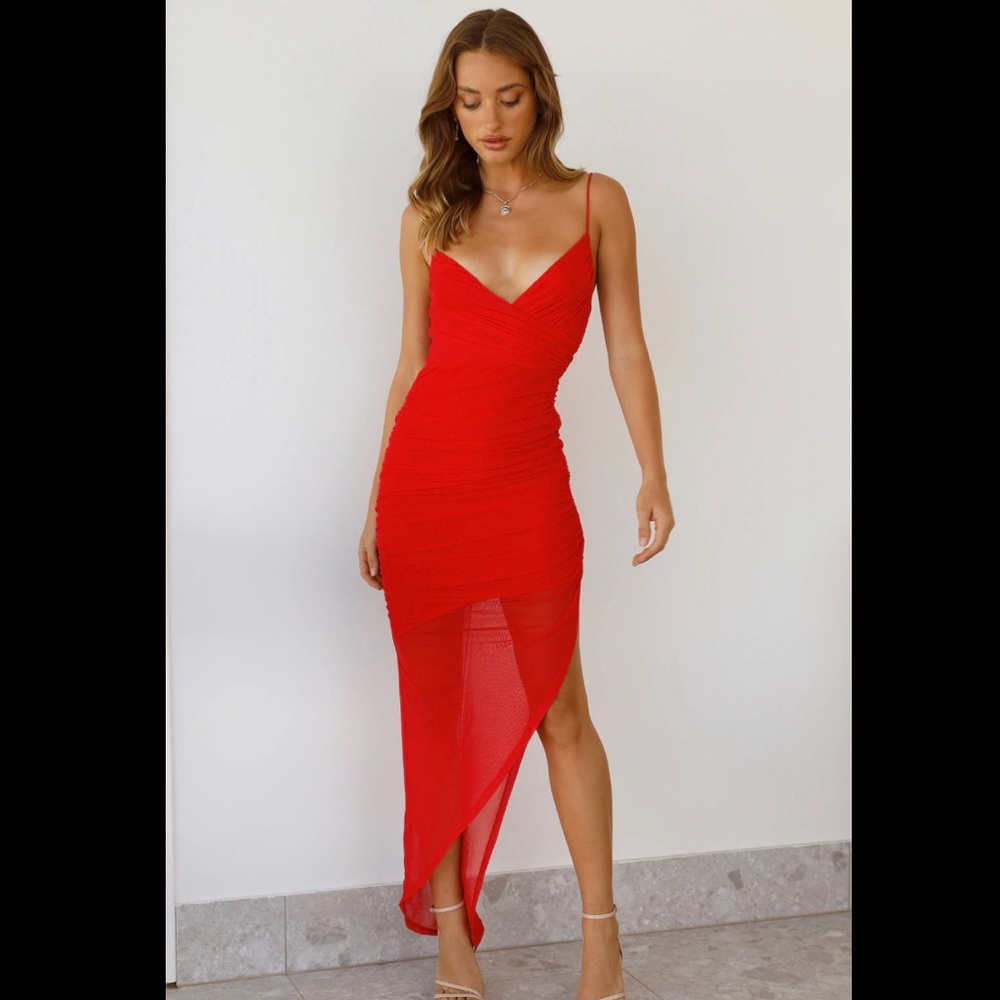 Hello Molly Star Moment Midi Dress Red NWT